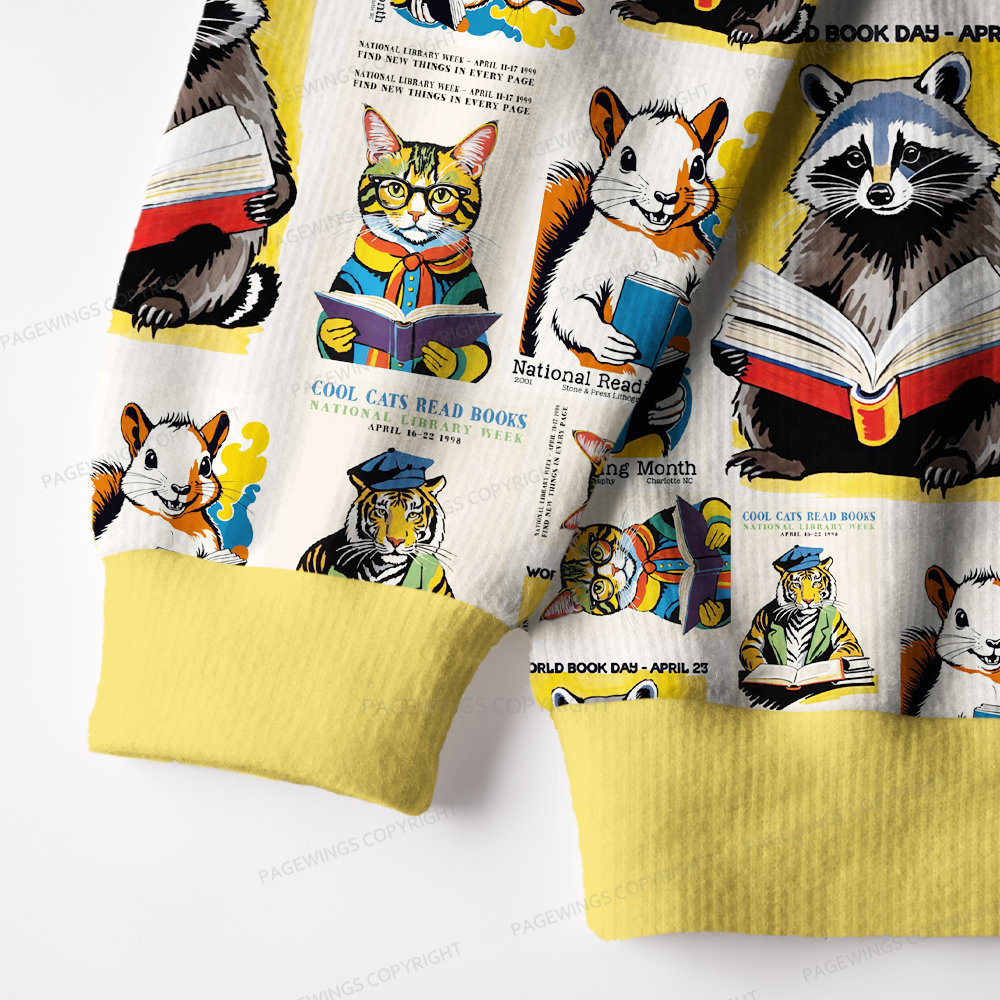 Pagewings Raccoon Reading Unisex Ugly Knit Sweatshirt