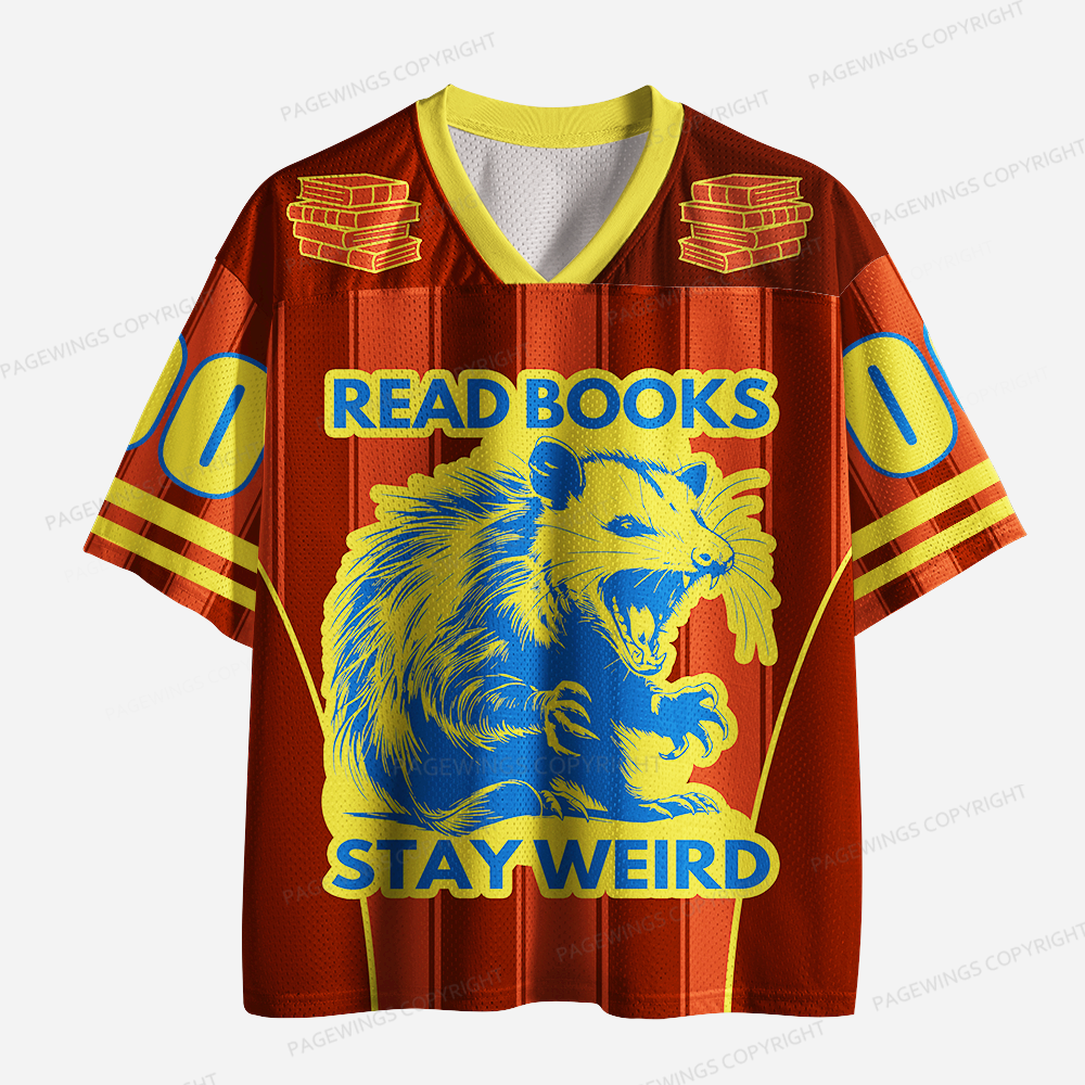 Pagewings Read Books Stay Weird Unisex Mesh Jersey