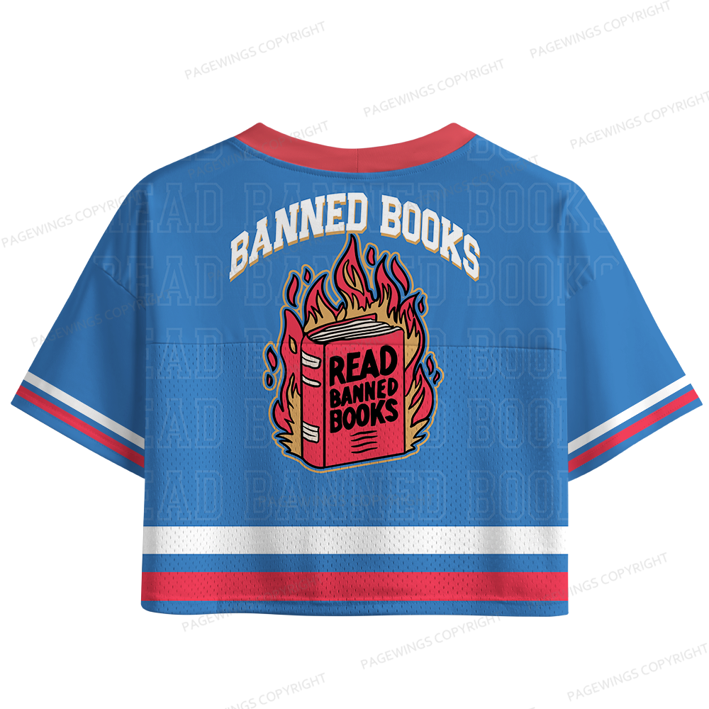 Pagewings Read Banned Books 28 Women's Crop Mesh Jersey