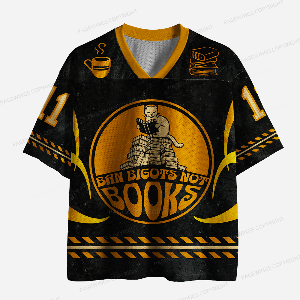 Pagewings Ban Bigots Not Books Unisex Mesh Jersey