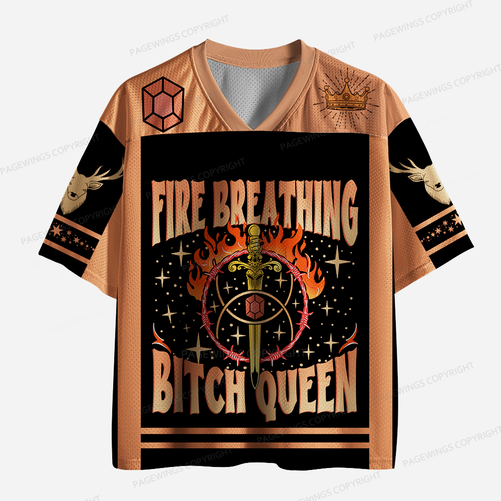 Pagewings Fire Breathing Bitch Queen Unisex Mesh Jersey