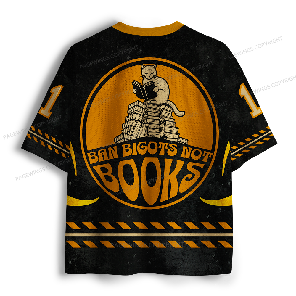 Pagewings Ban Bigots Not Books Unisex Mesh Jersey