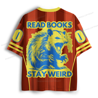 Pagewings Read Books Stay Weird Unisex Mesh Jersey