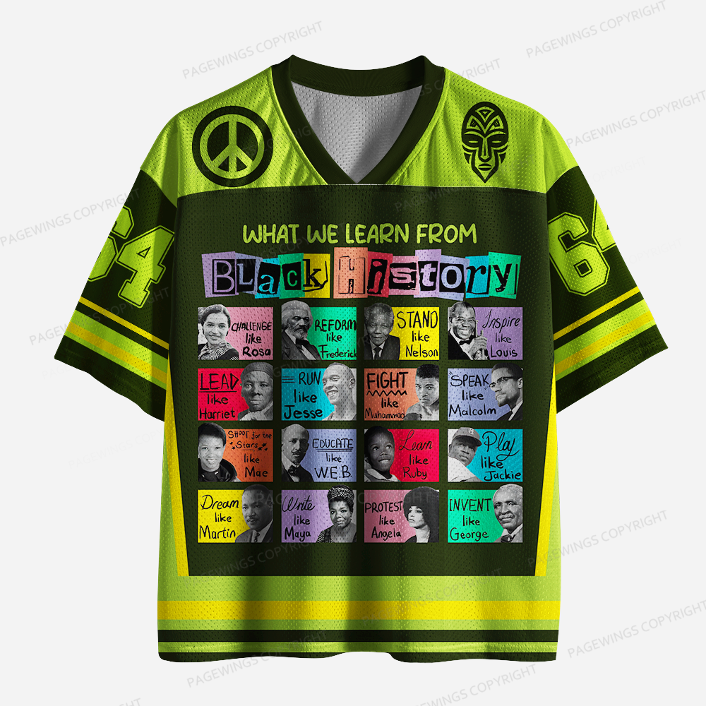Pagewings What We Learn From Black History Unisex Mesh Jersey