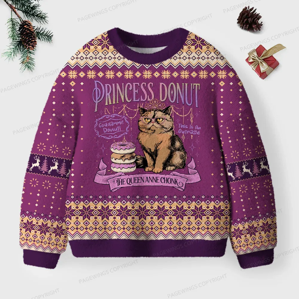 Pagewings The Queen Anne Chonk  Unisex Ugly Knit Sweatshirt