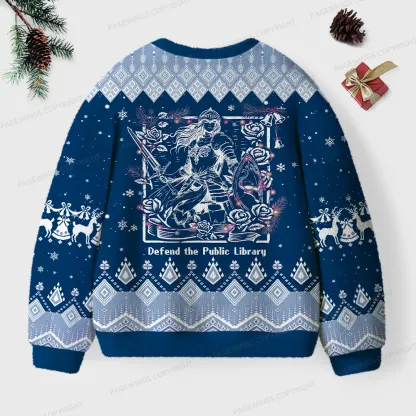Pagewings Defend The Public Library Unisex Ugly Knit Sweatshirt