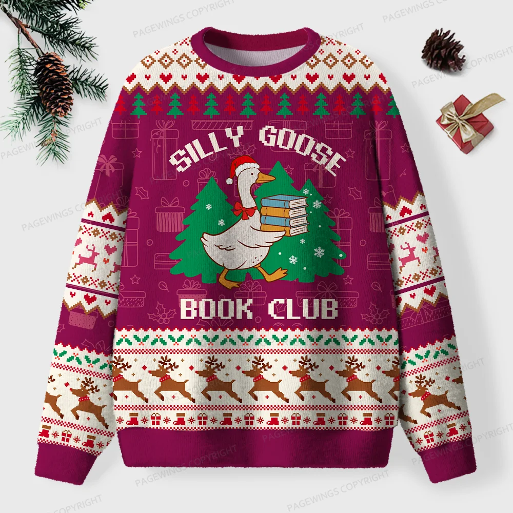 Pagewings Silly Goose Book Club Unisex Ugly Knit Sweatshirt