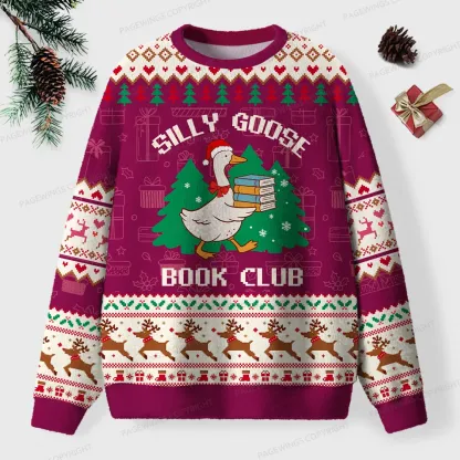 Pagewings Silly Goose Book Club Unisex Ugly Knit Sweatshirt