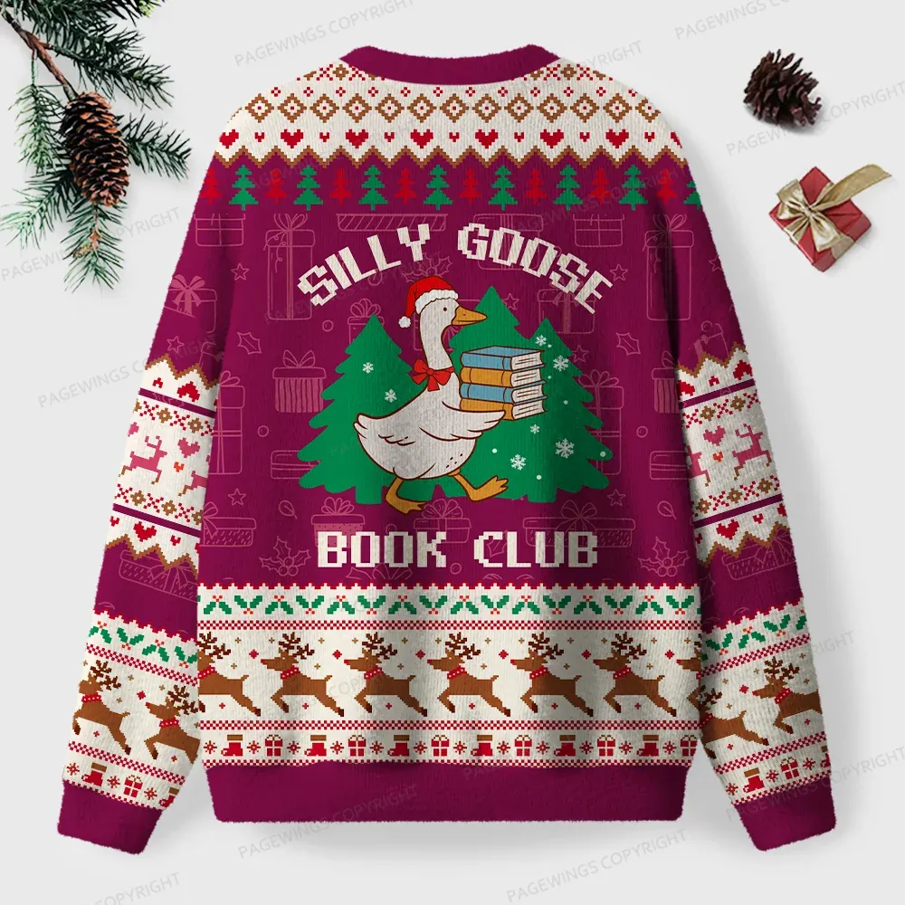 Pagewings Silly Goose Book Club Unisex Ugly Knit Sweatshirt
