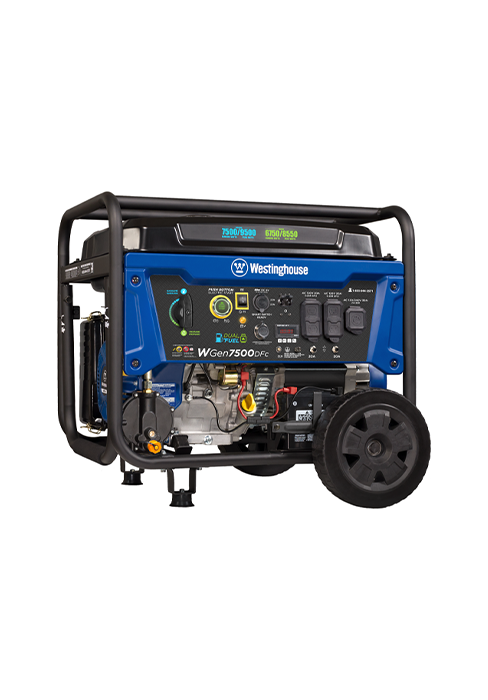 WGen7500DFc portable generator on a white background.