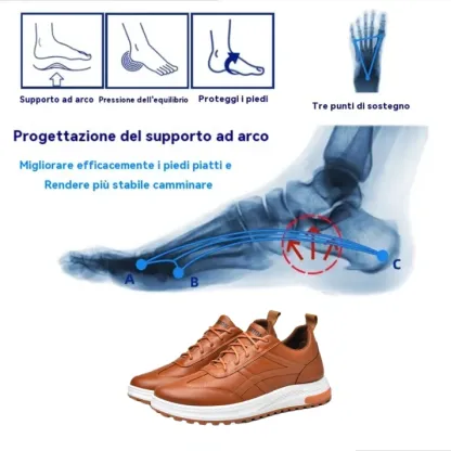 (🎉 Saldi di oggi 50% di sconto, non perderteli) Scarpe ortopediche da uomo dal design ergonomico ✅ Supporto dell'arco plantare: camminata comoda e senza dolore - cucita a mano