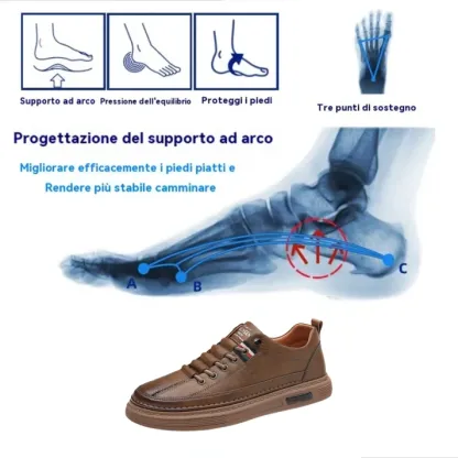 (🎉Sconto del 50% oggi, in scadenza a breve)🐂Scarpe ortopediche da uomo in autentica pelle di vitello australiana✅ Supporto dell'arco plantare: camminata comoda, sollievo dal dolore