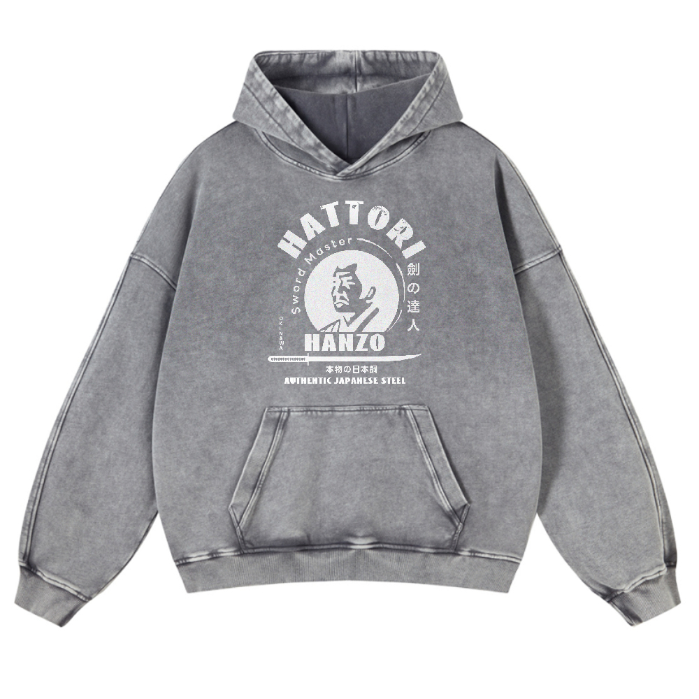 Okinawa Hattori Hanzo Vintage Washed Thick Cotton Hoodie