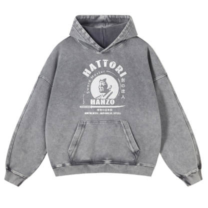 Okinawa Hattori Hanzo Vintage Washed Thick Cotton Hoodie