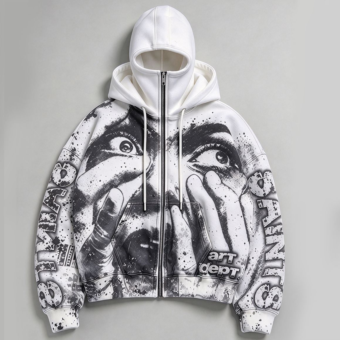Unisex All-Over Graphic Balaclava Zip-Up Scuba Hoodie