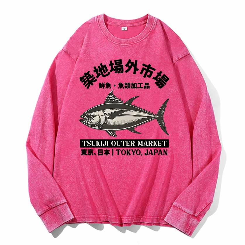 Tsukiji Outer Market Vintage Cotton Wash Crewneck Sweatshirt