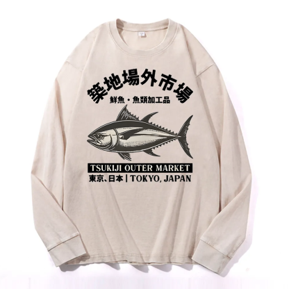 Tsukiji Outer Market Vintage Cotton Wash Crewneck Sweatshirt