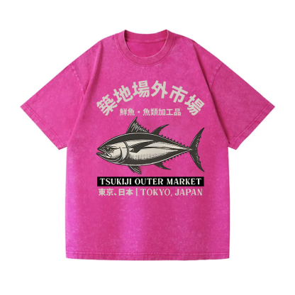 Tsukiji Market Vintage Wash Japanese Design T-Shirt