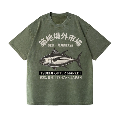 Tsukiji Market Vintage Wash Japanese Design T-Shirt