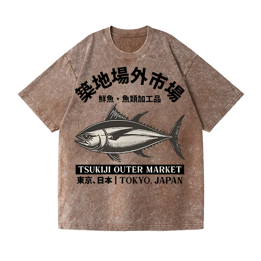 Tsukiji Market Vintage Wash Japanese Design T-Shirt
