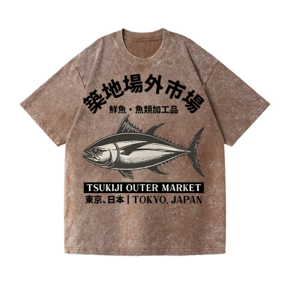 Tsukiji Market Vintage Wash Japanese Design T-Shirt