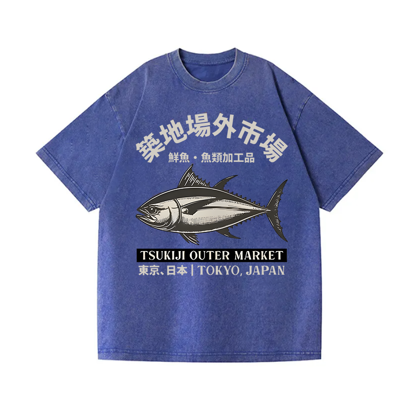 Tsukiji Market Vintage Wash Japanese Design T-Shirt