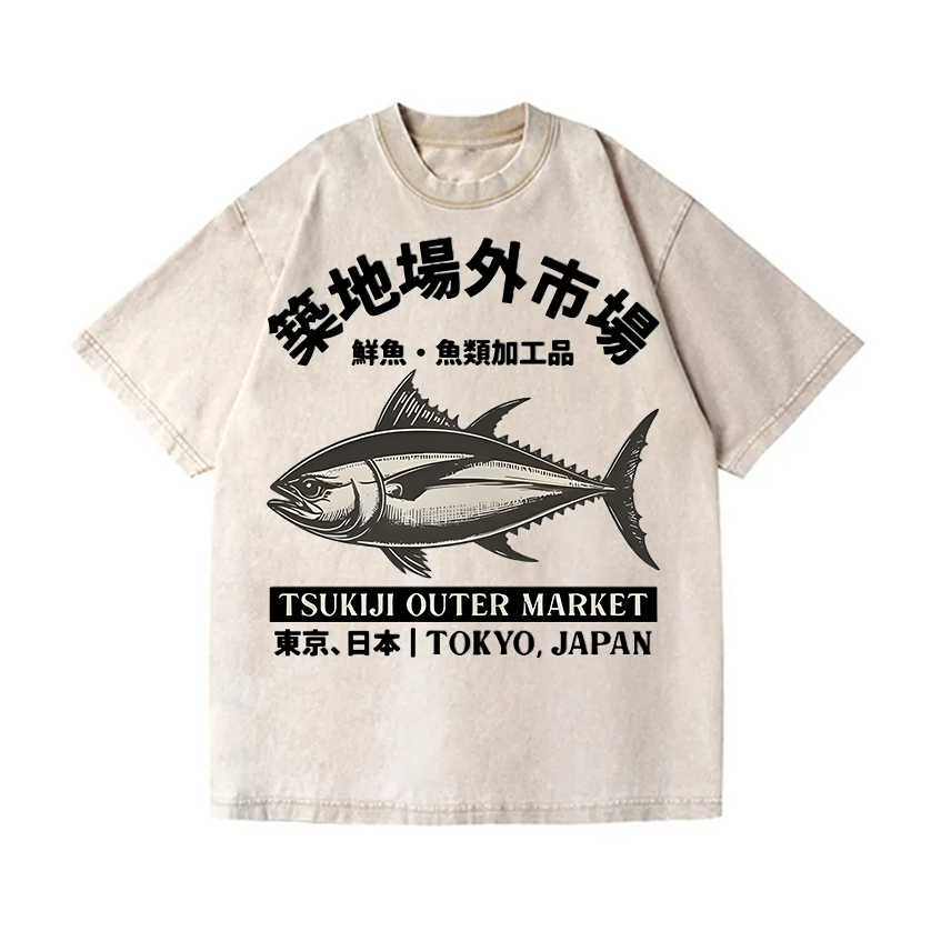 Tsukiji Market Vintage Wash Japanese Design T-Shirt