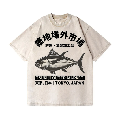 Tsukiji Market Vintage Wash Japanese Design T-Shirt