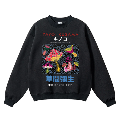 Yayoi Kusama Mushroom Wrinkle-Resistant Crewneck Sweatshirt