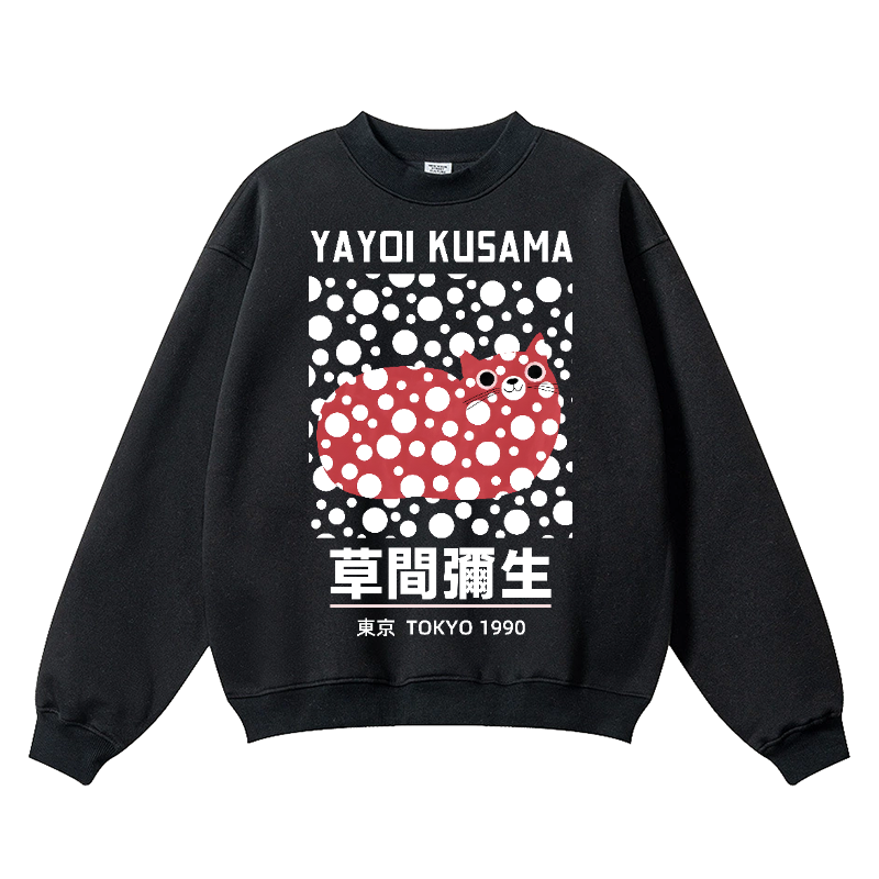Yayoi Kusama Dot Cat Wrinkle-Resistant Crewneck Sweatshirt