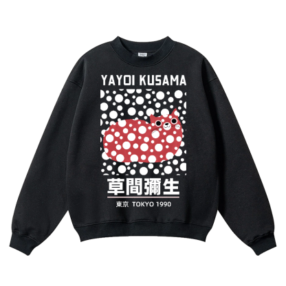 Yayoi Kusama Dot Cat Wrinkle-Resistant Crewneck Sweatshirt