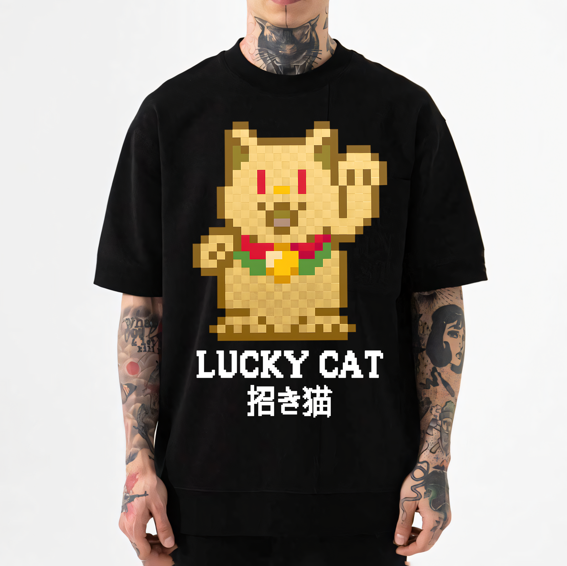 Mosaic Lucky Cat Japanese Style Classic Tee