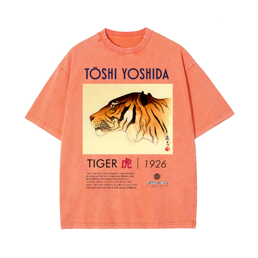 Toshi Yoshida Tiger Vintage Wash Japanese Design T-Shirt