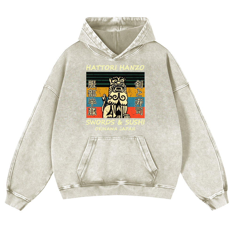 Hattori Hanzo Vintage Washed Thick Cotton Hoodie