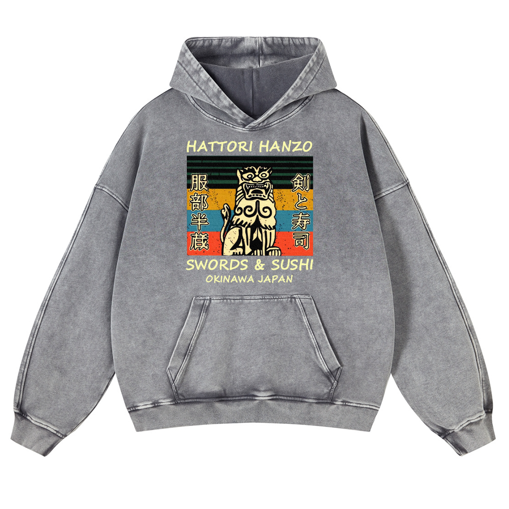 Hattori Hanzo Vintage Washed Thick Cotton Hoodie