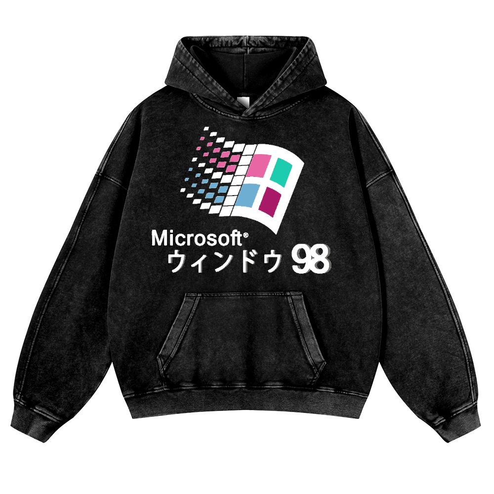 Microsoft Windows 98 Vintage Washed Thick Cotton Hoodie