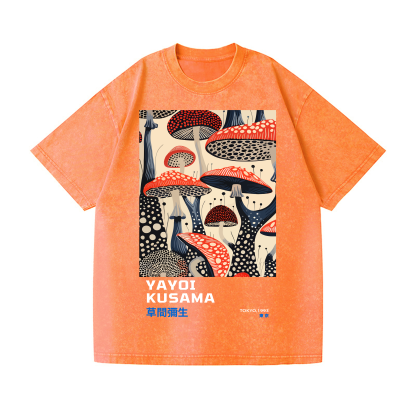 Yayoi Kusama Mushroom Vintage Wash Japanese Design T-Shirt