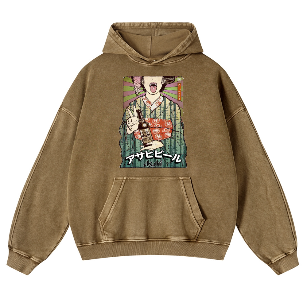 Asahi Breweries Vintage Washed Thick Cotton Hoodie