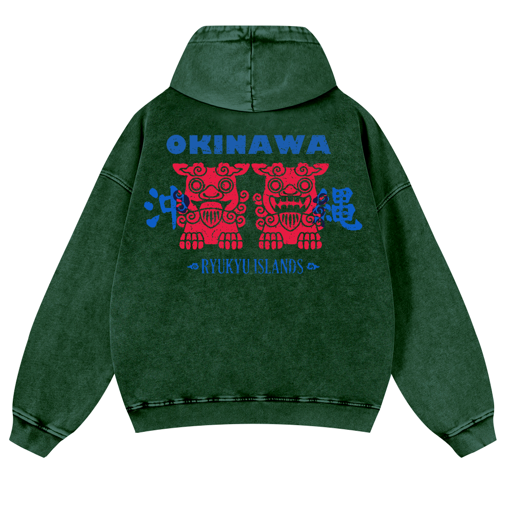 Okinawa Vintage Washed Cotton Back Art Hoodie