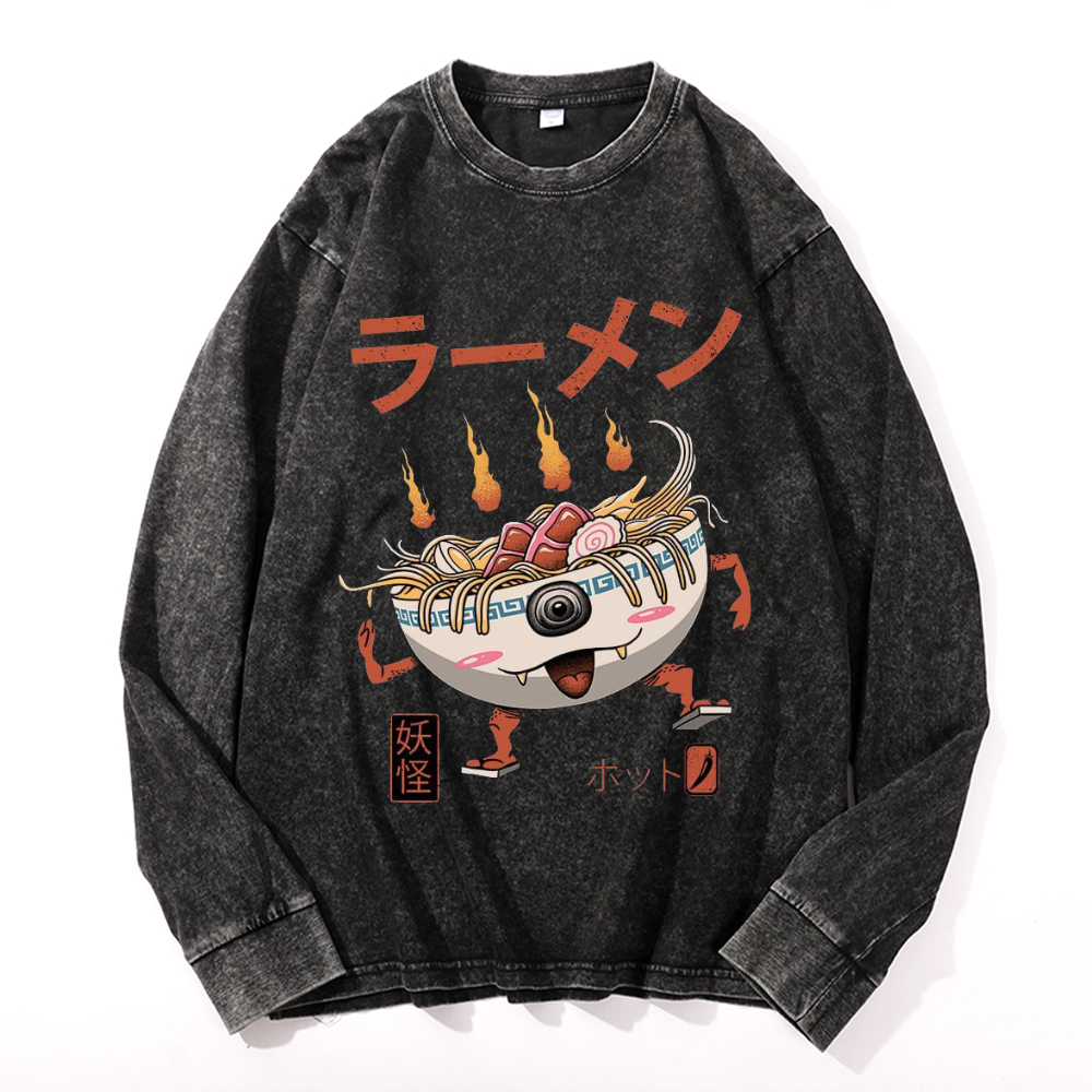 Ramen Monster Vintage Cotton Wash Crewneck Sweatshirt