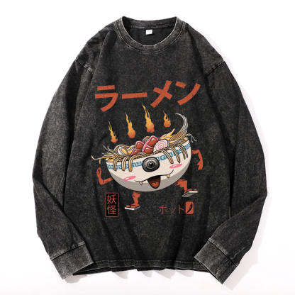 Ramen Monster Vintage Cotton Wash Crewneck Sweatshirt