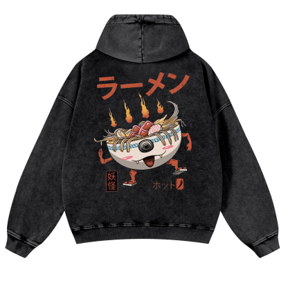Ramen Vintage Washed Cotton Back Art Hoodie