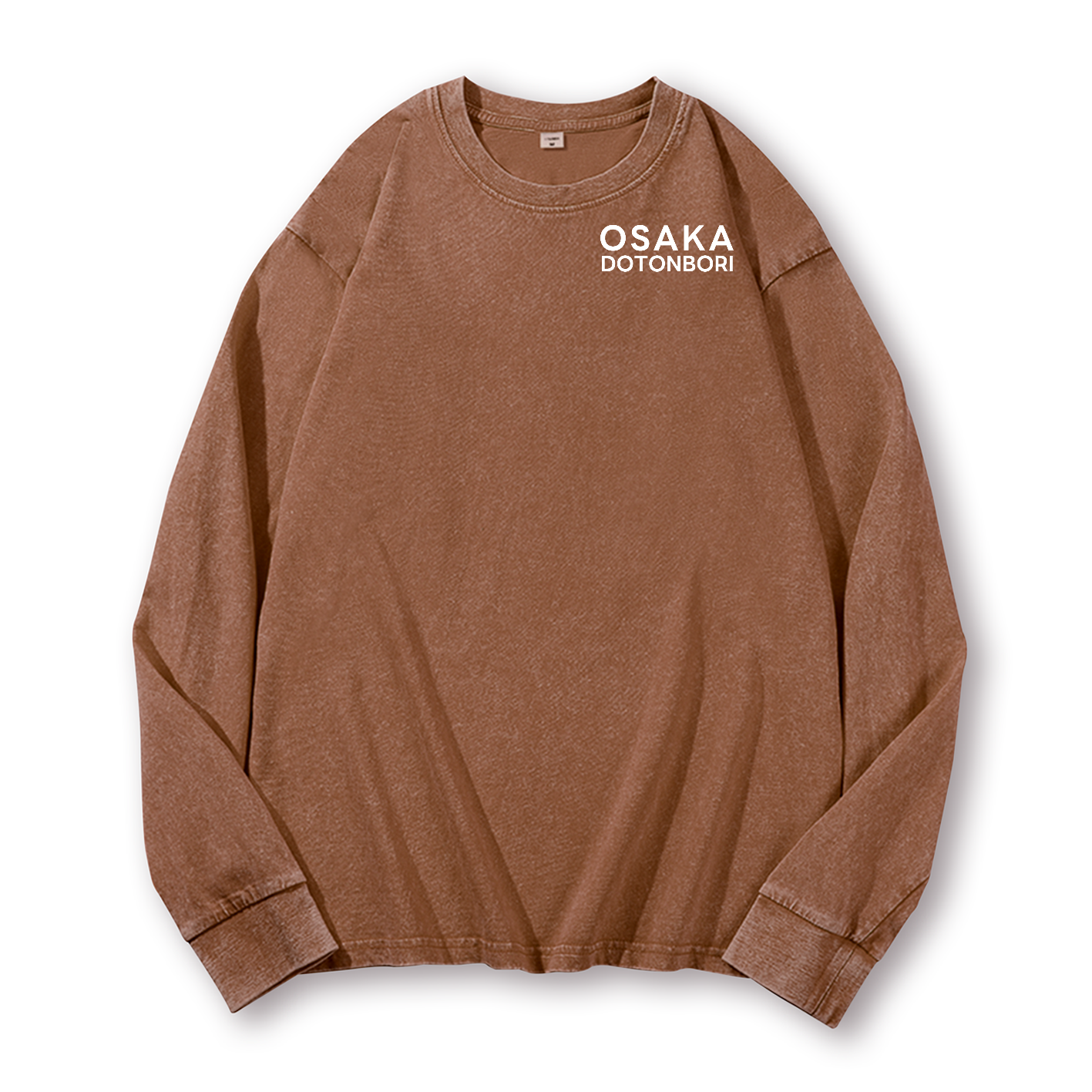 Osaka Dotonbori Drunken Octopus Vintage Washed Cotton Back Art Long-sleeve T-shirt