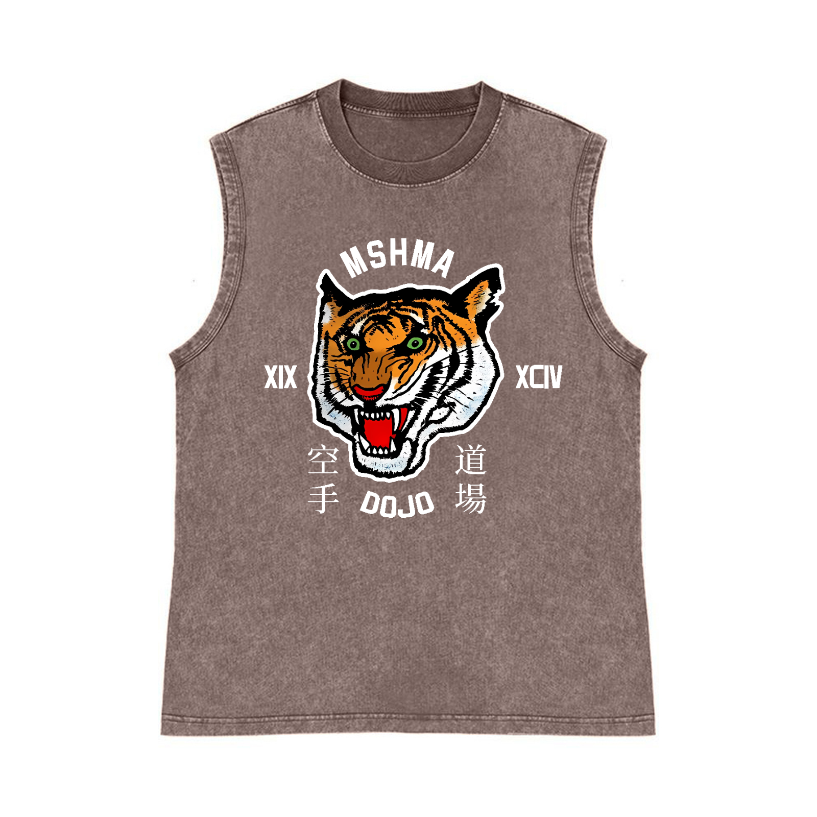 MSHMA Dojo Tiger Pure Cotton Wash-Dyed Sleeveless Tank Top