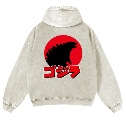 Godzilla Vintage Washed Cotton Back Art Hoodie