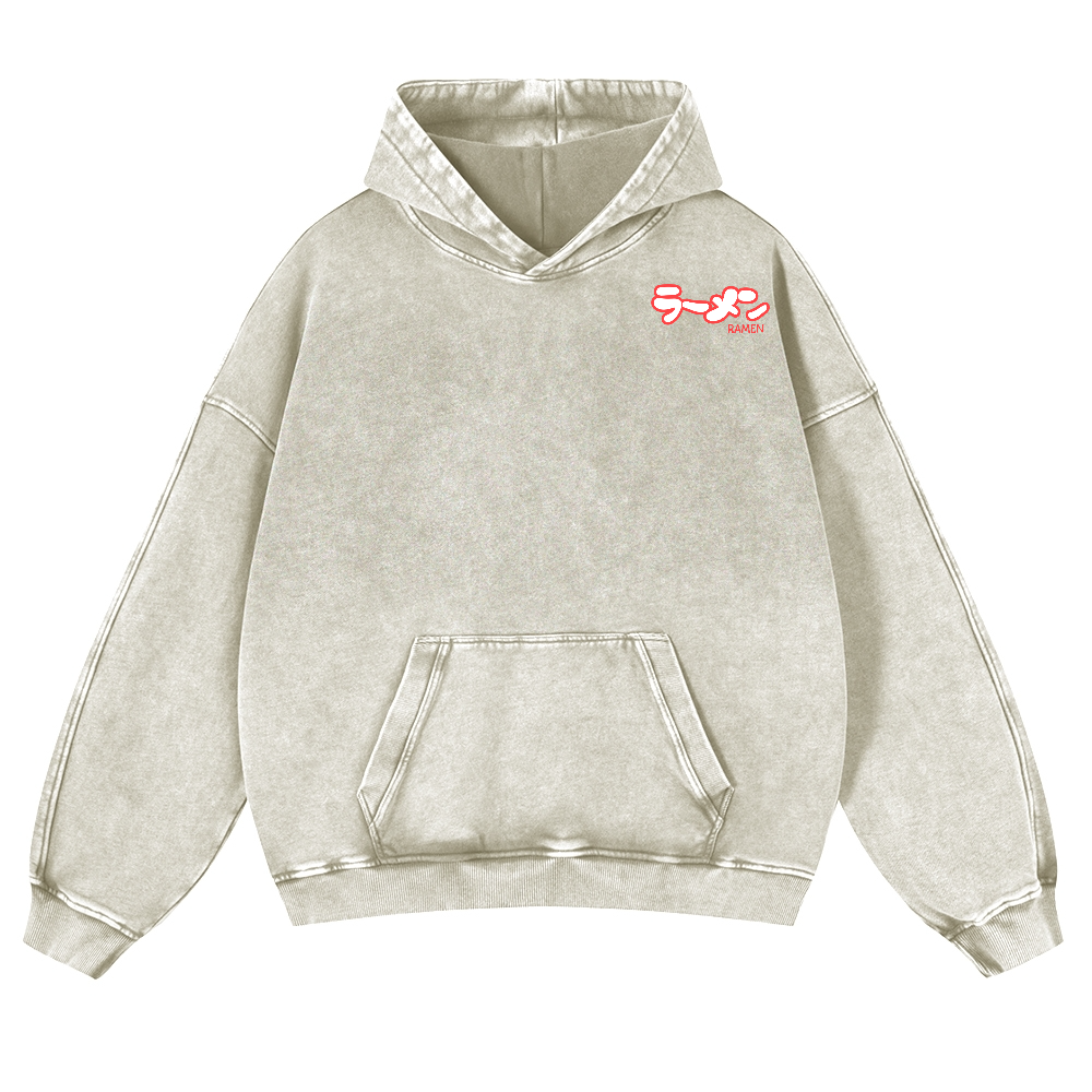 Ramen Hero Vintage Washed Cotton Back Art Hoodie