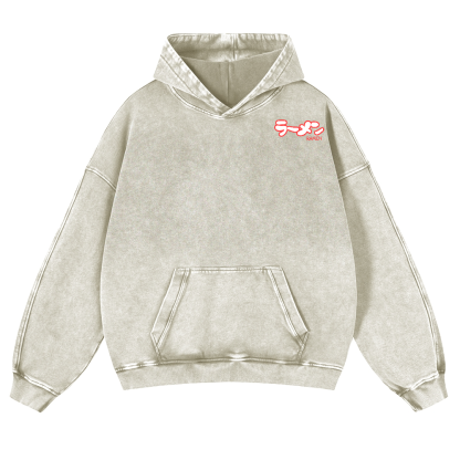 Ramen Hero Vintage Washed Cotton Back Art Hoodie