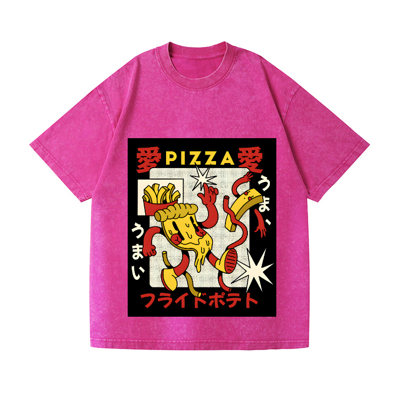 Pizza Vintage Wash Japanese Design T-Shirt