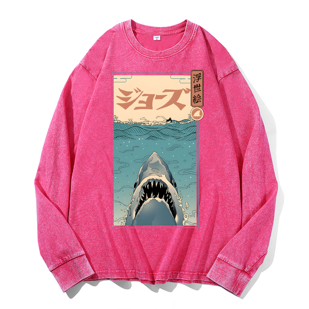 Jaws Vintage Cotton Wash Crewneck Sweatshirt
