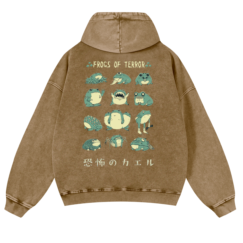 Frog Vintage Washed Cotton Back Art Hoodie